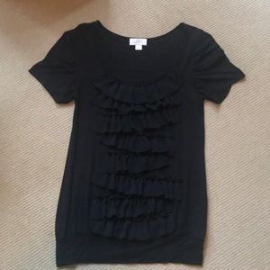 LOFT Ruffled Navy Top - XS